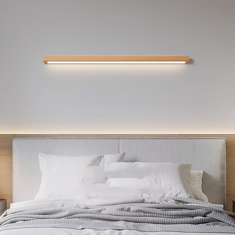 Iluminación de pared de madera de estilo de pared de tira de 2 luces para dormitorio