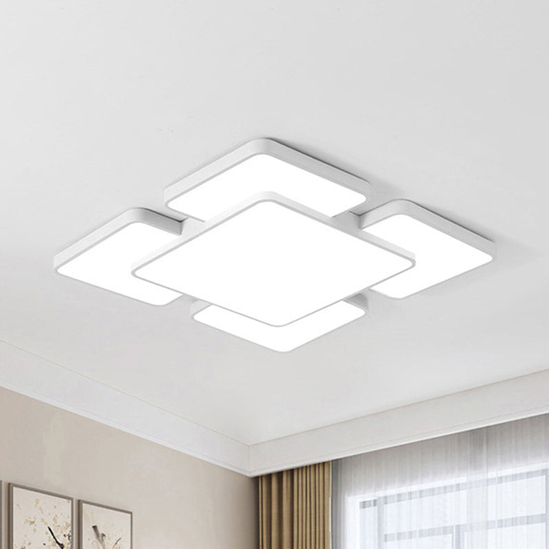 Lámpara empotrada de techo para dormitorio con pantalla cuadrada/rectangular, acrílico, 20,5"/24,5" W, 5/7 luces, lámpara de montaje empotrado estilo modernista en negro/blanco