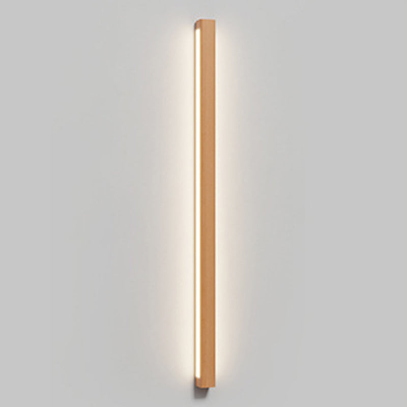 2-Light Strip Wall Sconce Modern Style Wood Wall Lighting for Bedroom
