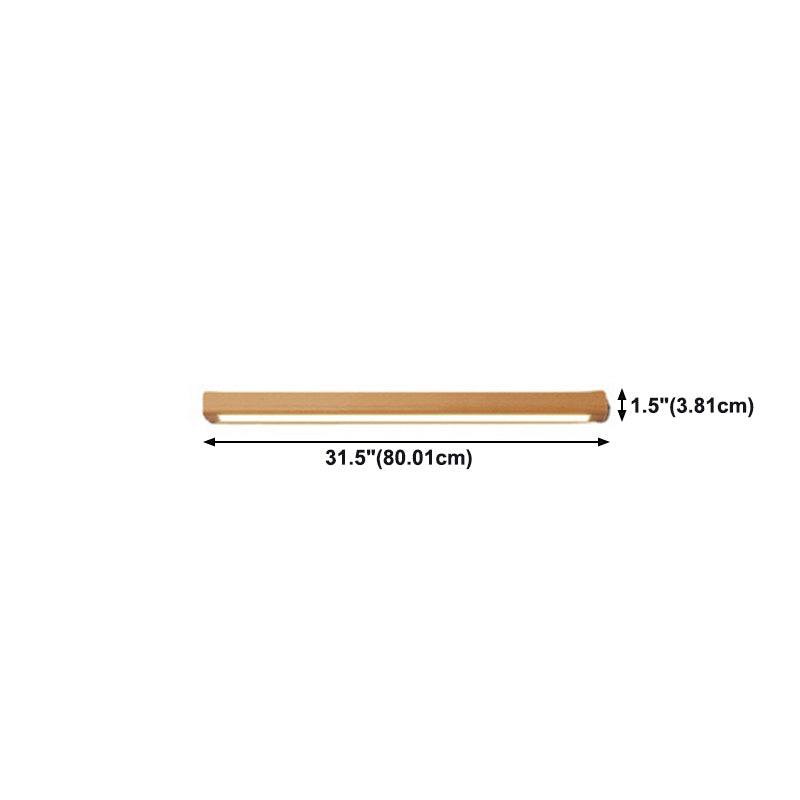 2-Light Strip Wall Sconce Modern Style Wood Wall Lighting for Bedroom