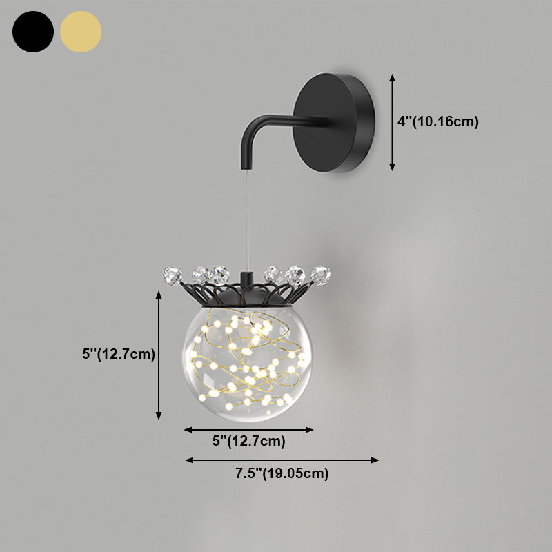 Ball Shape Glass Wall Light Modern Style Multi Lights Wall Mount Light
