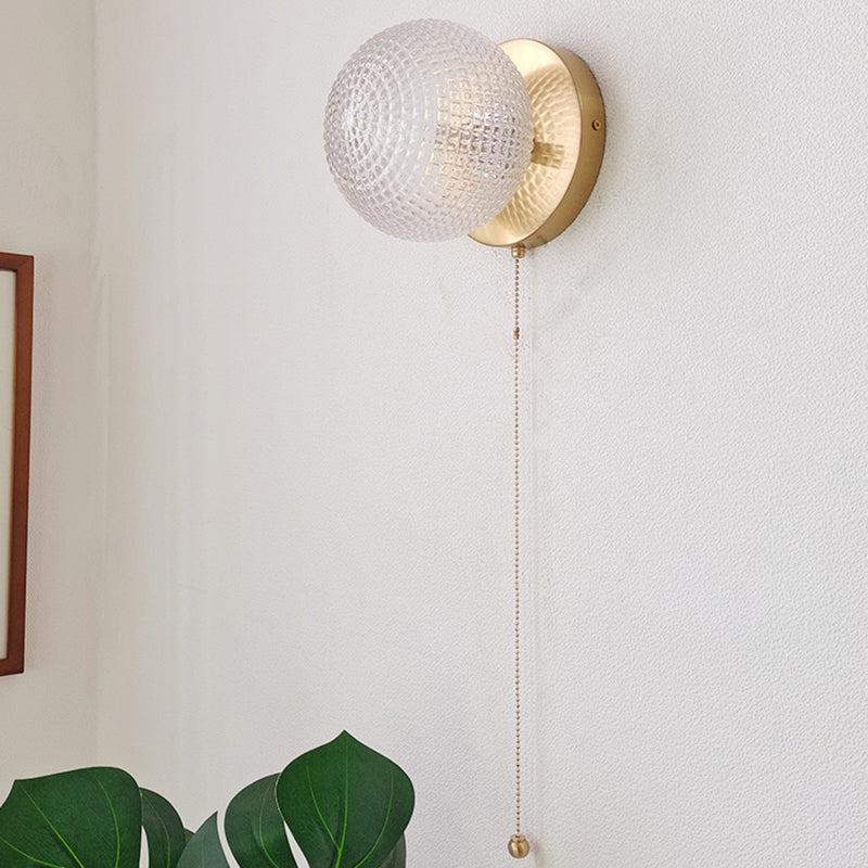 Glass Ball Wall Light Fixture Modern Style Wall Sconce Light for Living Room