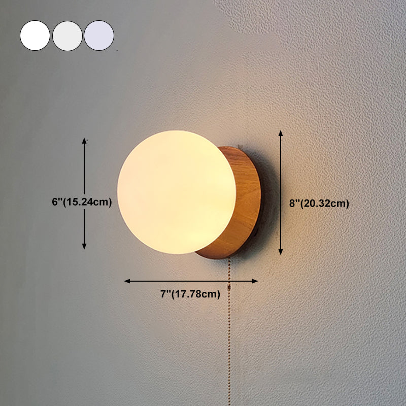 Glass Ball Wall Light Fixture Modern Style Wall Sconce Light for Living Room