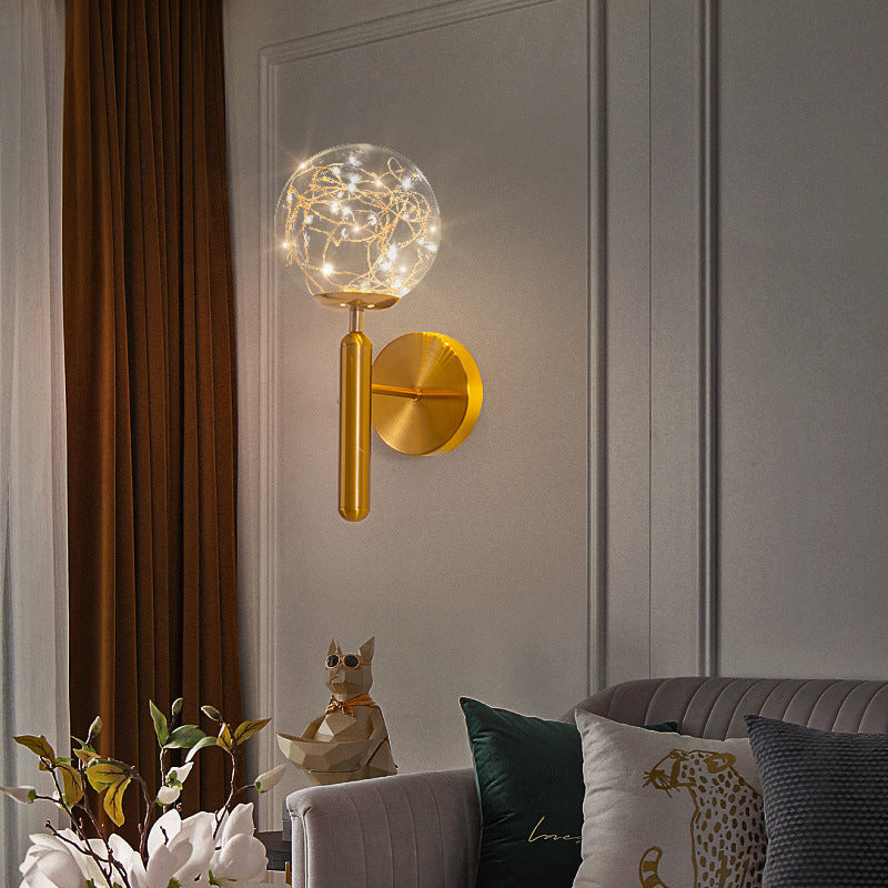 Modern Style Ball Wall Mounted Lamps Glass 1 Light Wall Lamps in Gold