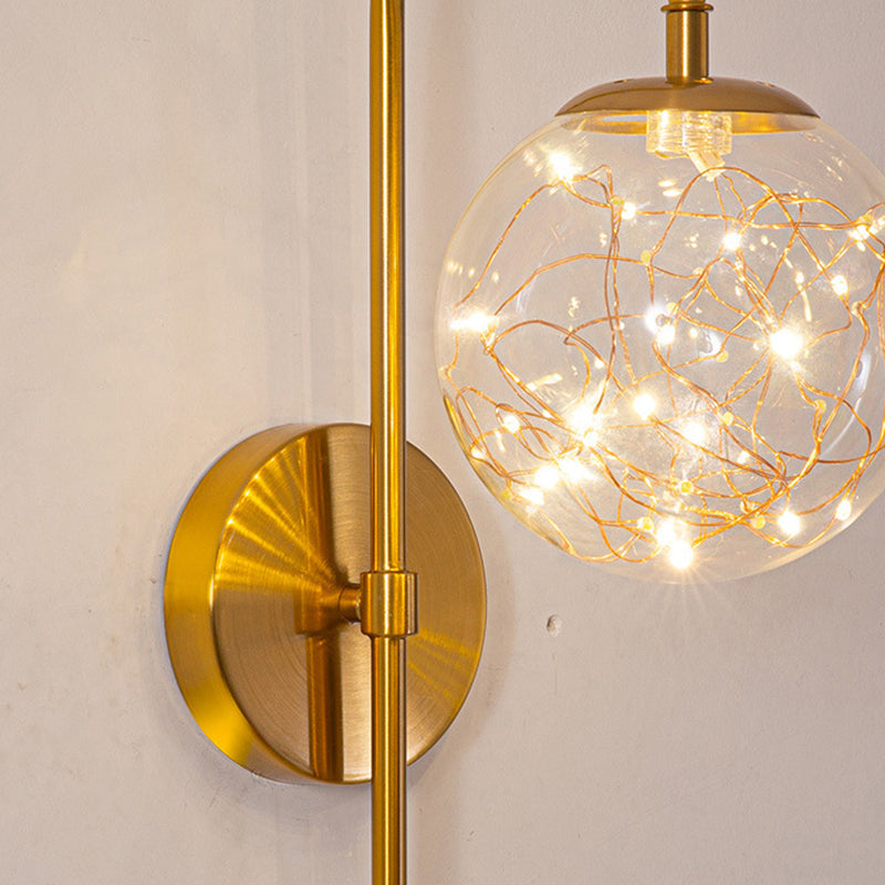 Modern Style Ball Wall Mounted Lamps Glass 1 Light Wall Lamps in Gold