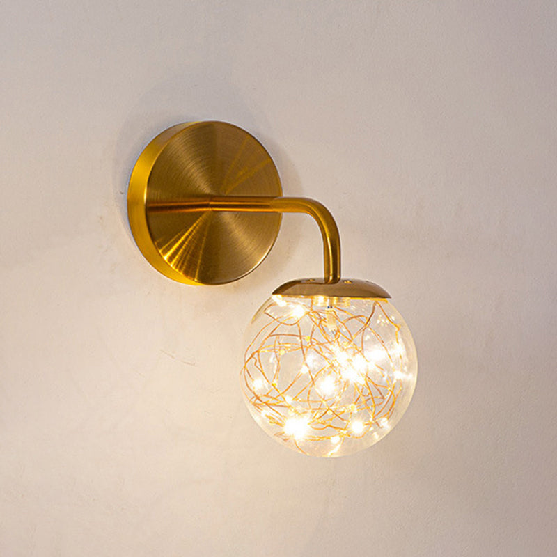 Modern Style Ball Wall Mounted Lamps Glass 1 Light Wall Lamps in Gold