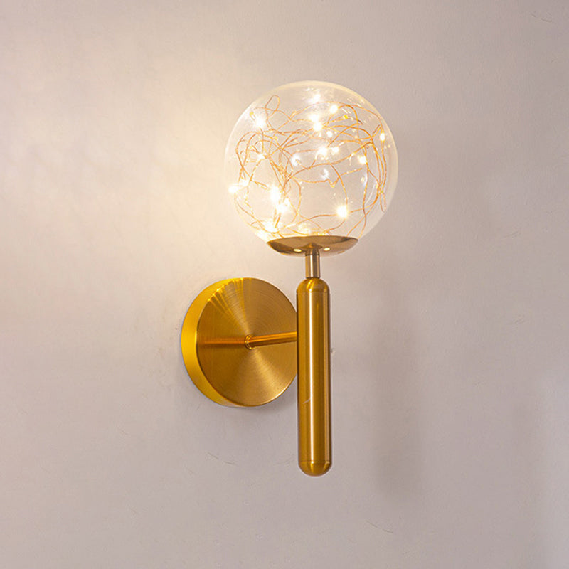 Modern Style Ball Wall Mounted Lamps Glass 1 Light Wall Lamps in Gold