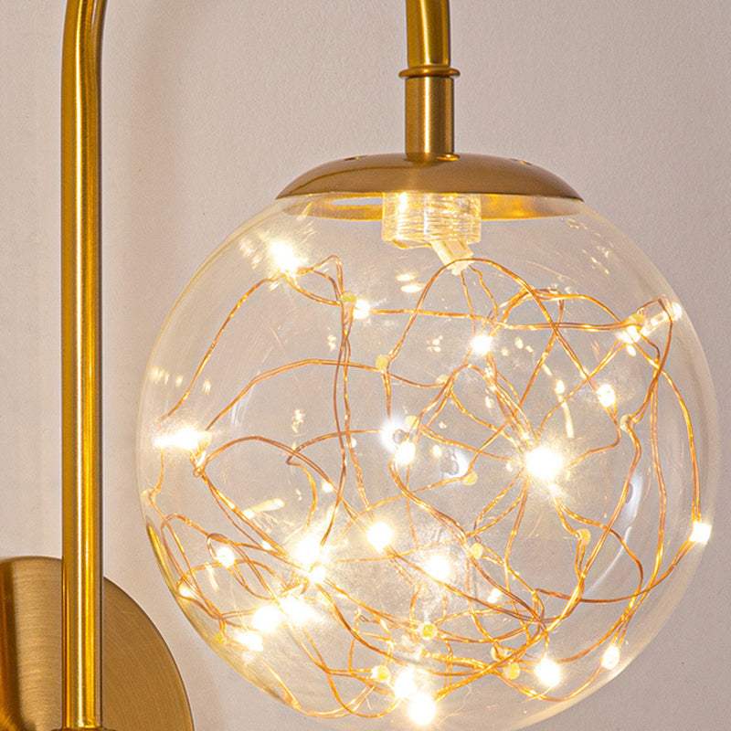Modern Style Ball Wall Mounted Lamps Glass 1 Light Wall Lamps in Gold