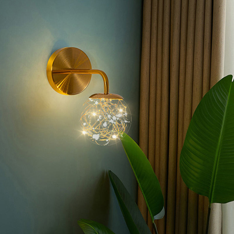 Modern Style Ball Wall Mounted Lamps Glass 1 Light Wall Lamps in Gold