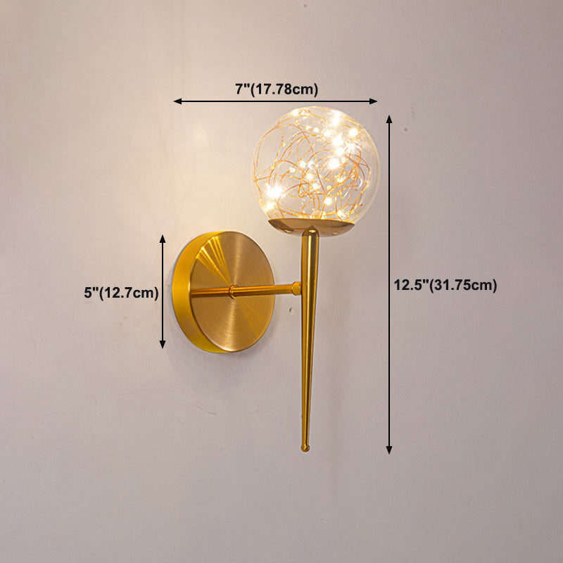 Modern Style Ball Wall Mounted Lamps Glass 1 Light Wall Lamps in Gold