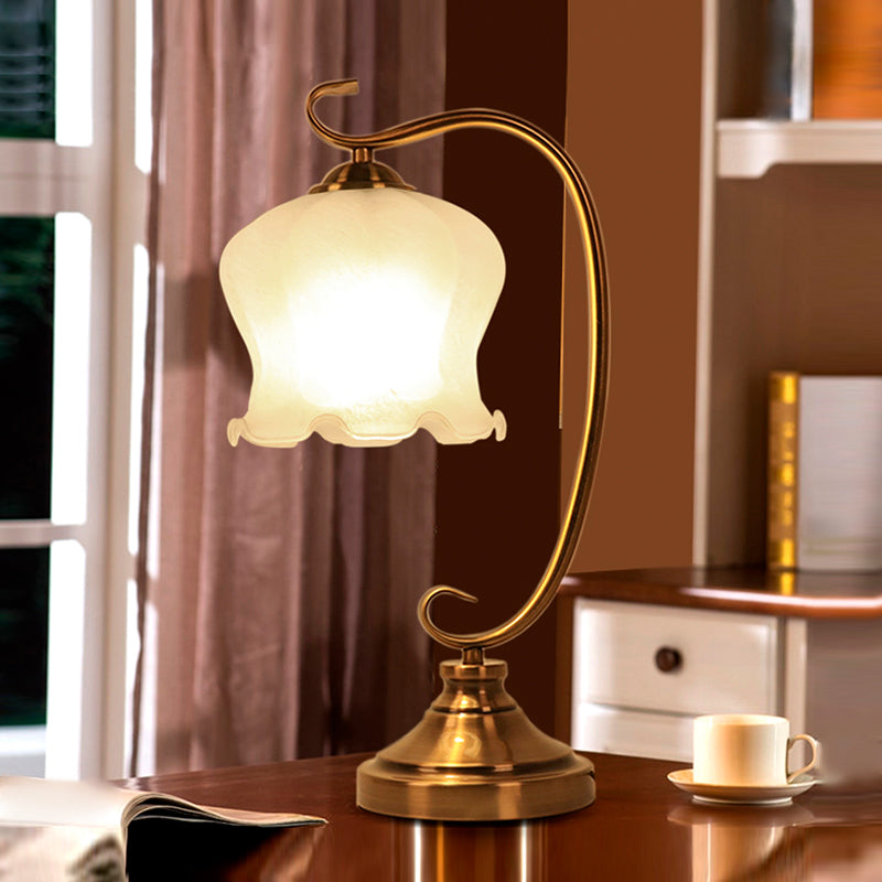 Modern Style Lantern Night Table Lamp White Glass 1-Light Table Light