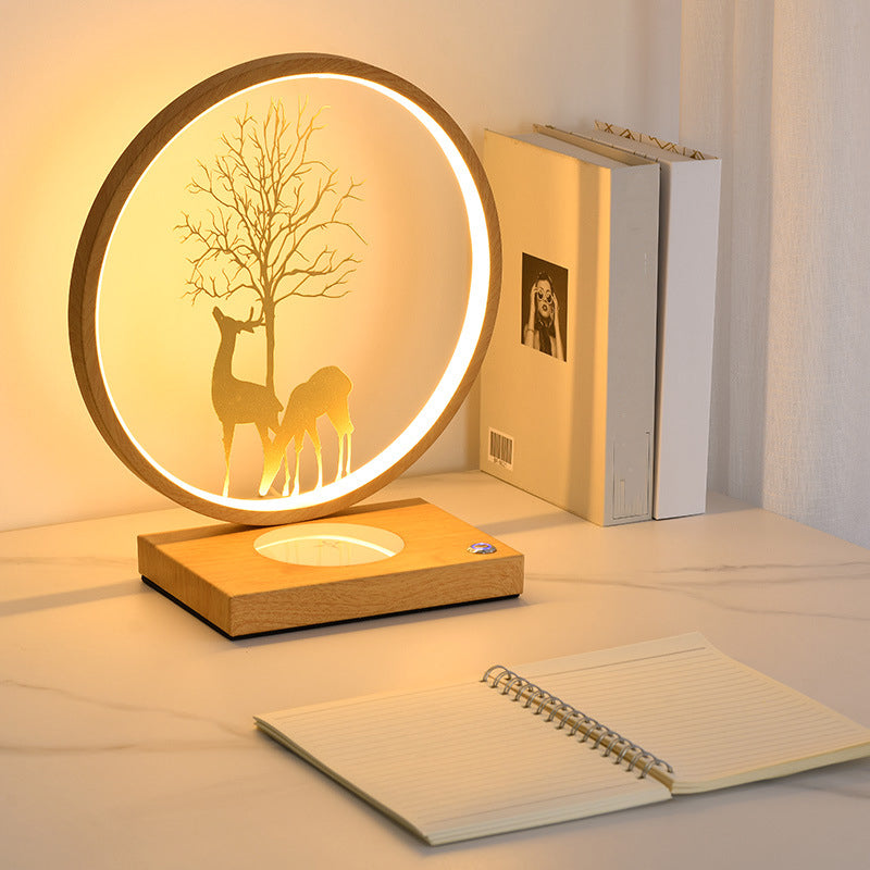 Modern Style Circle Shape Table Light Metal 1 Light Nightstand Lamps for Bedside