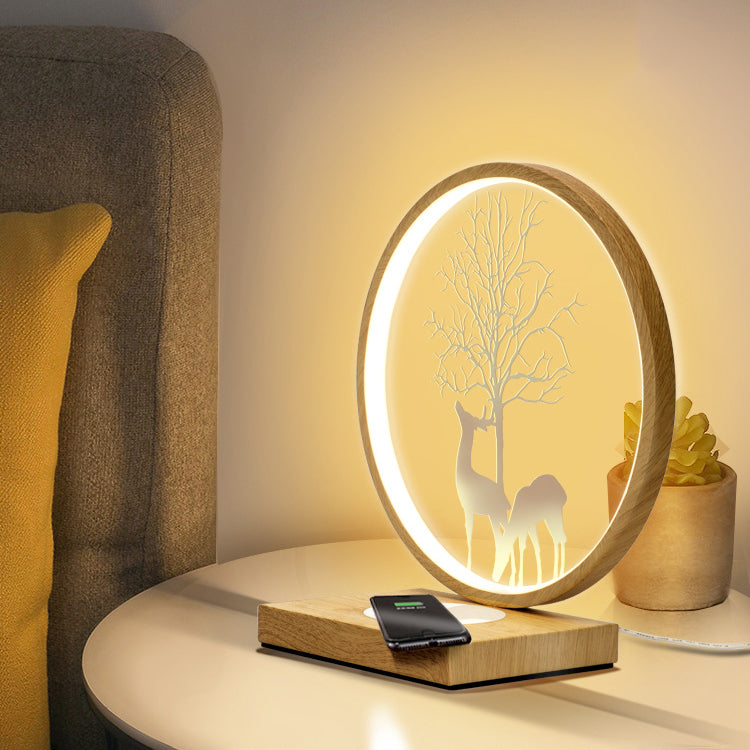 Modern Style Circle Shape Table Light Metal 1 Light Nightstand Lamps for Bedside