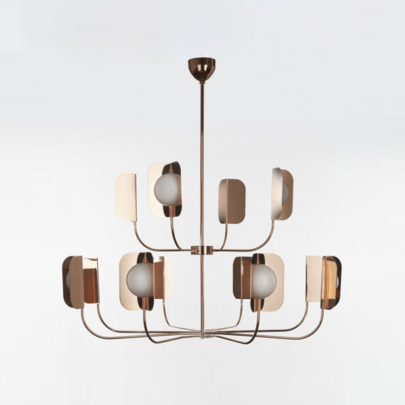 Postmodern Style Chandelier Light Metal Acrylic Pendant Light in Gold for Living Room