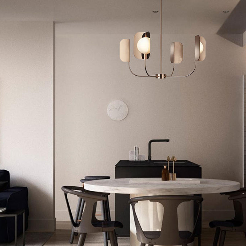 Postmodern Style Chandelier Light Metal Acrylic Pendant Light in Gold for Living Room