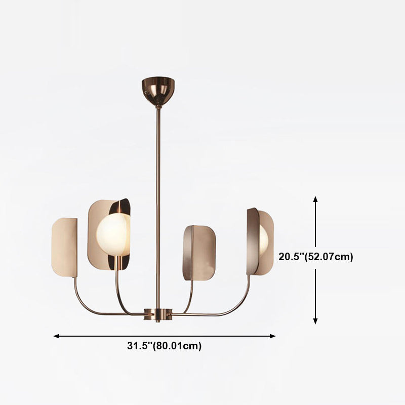 Postmodern Style Chandelier Light Metal Acrylic Pendant Light in Gold for Living Room