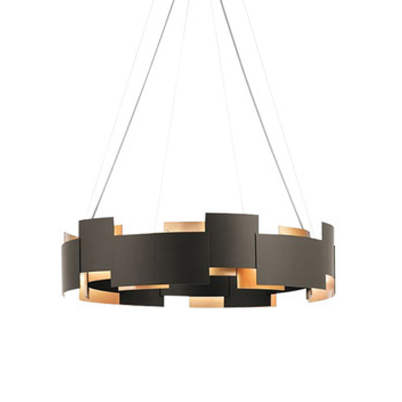 Postmodern Style Metal Chandelier Light Round Shade Pendant Light in Black