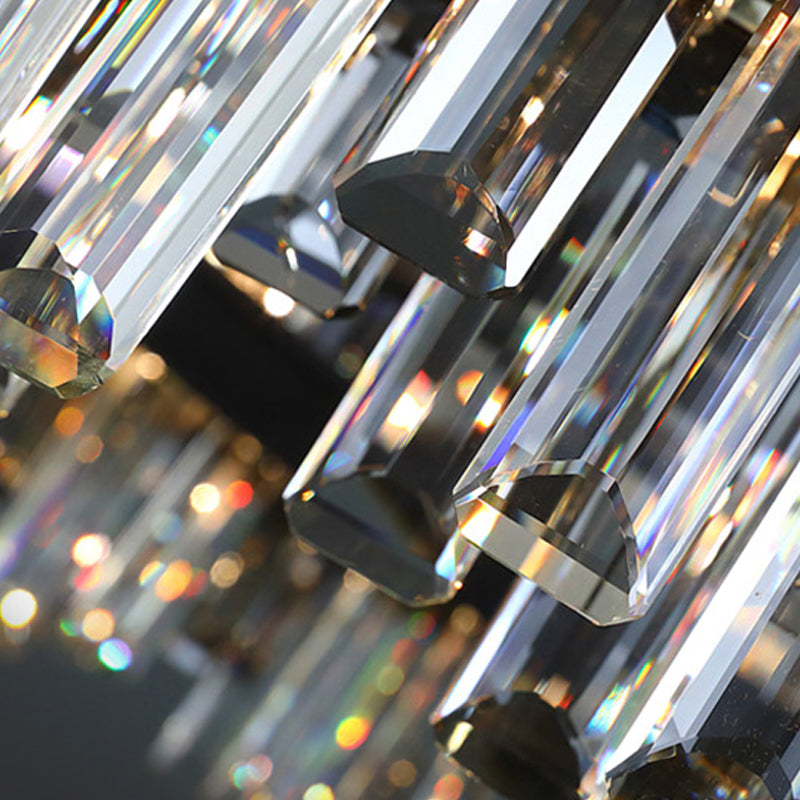 Modern Style Chandelier Light Crystal Bedroom Pendant Light with Black Leather