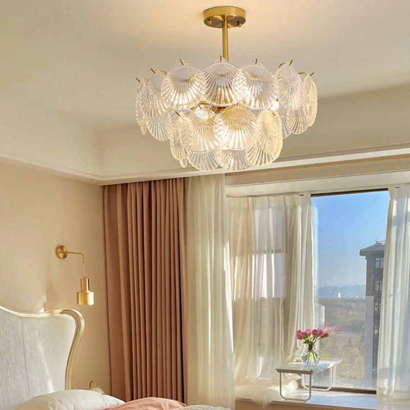 Unique Shape Pendant Lights Modern Style Glass Chandelier Lights in Gold