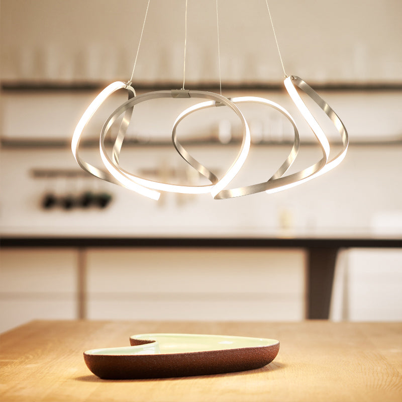 Twisted Shade Chandelier Light Modern Metal 1 Light Chandelier Lighting Fixture in Chrome