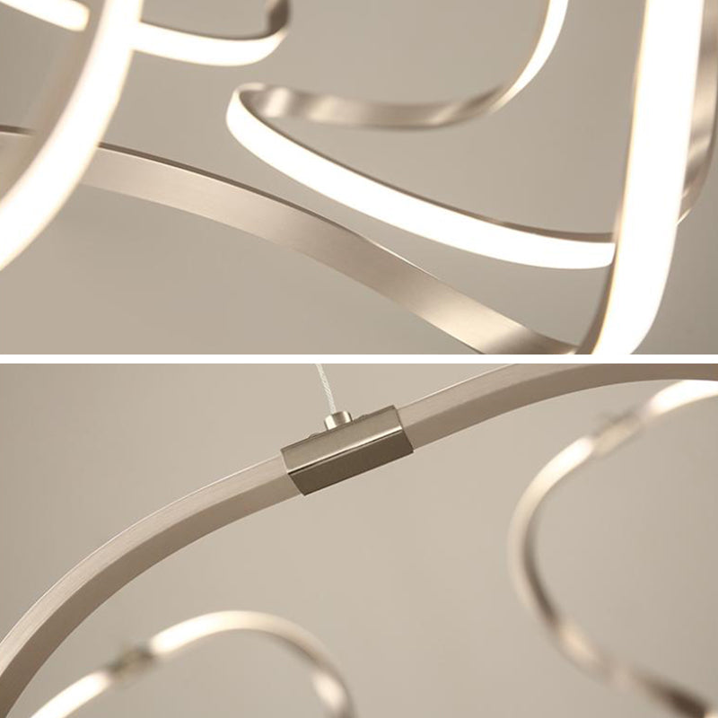 Twisted Shade Chandelier Light Modern Metal 1 Light Chandelier Lighting Fixture in Chrome