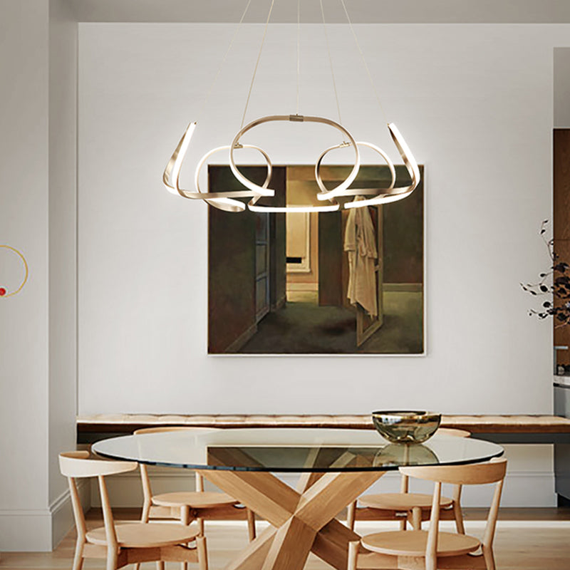 Twisted Shade Chandelier Light Modern Metal 1 Light Chandelier Lighting Fixture in Chrome