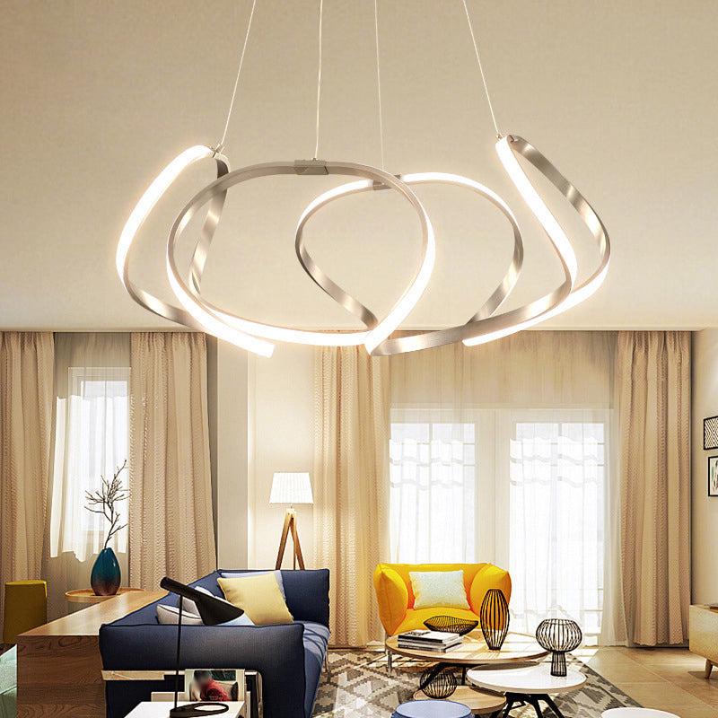 Twisted Shade Chandelier Light Modern Metal 1 Light Chandelier Lighting Fixture in Chrome