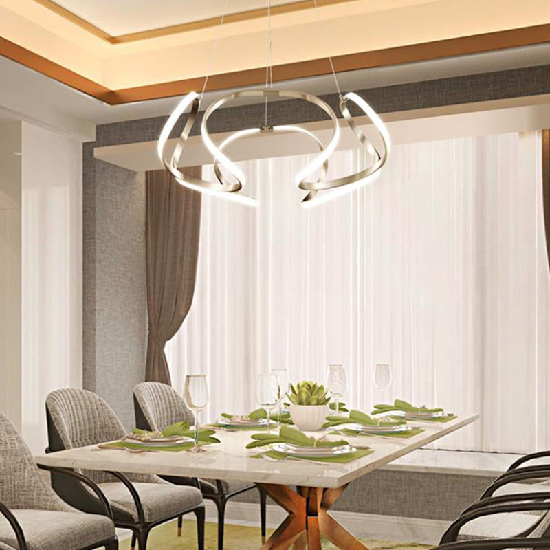 Twisted Shade Chandelier Light Modern Metal 1 Light Chandelier Lighting Fixture in Chrome