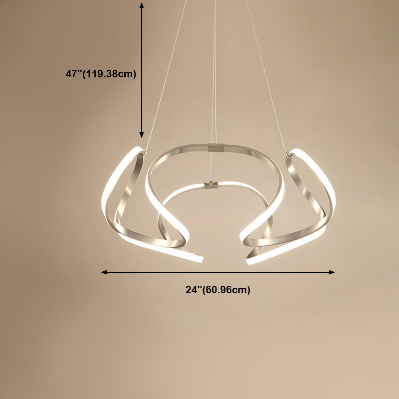 Twisted Shade Chandelier Light Modern Metal 1 Light Chandelier Lighting Fixture in Chrome