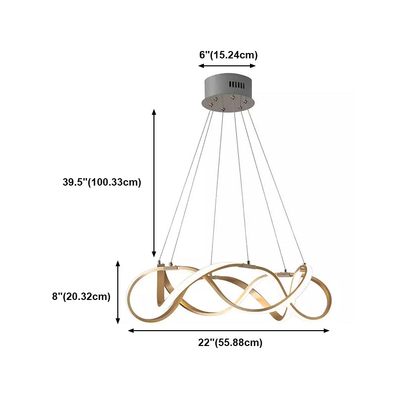 Luz de lámpara de sombra retorcida de metal moderno 1 lámpara de lámpara de lámpara de luz en oro