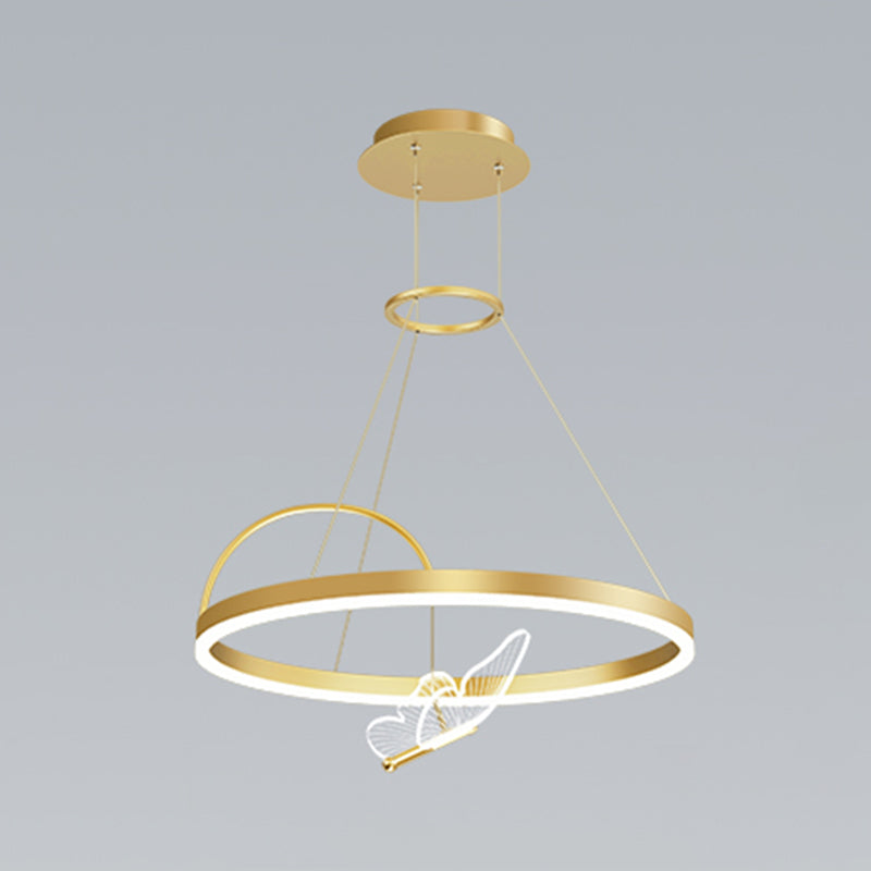 Butterfly Shape Metal Chandelier Lights Modern 3- Light Chandelier Lighting in Gold