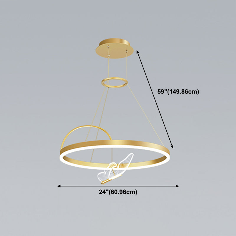 Butterfly Shape Metal Chandelier Lights Modern 3- Light Chandelier Lighting in Gold