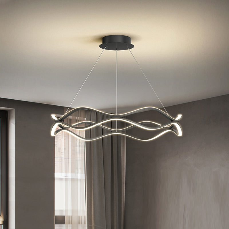 Twisting Shade Metal Chandelier Lights Modern 2- Light Chandelier Lighting Fixtures