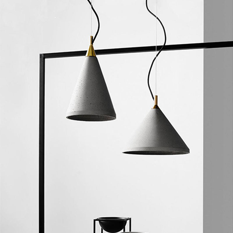 Modern Cone Down Mini Pendant Grey Cement Hanging Ceiling Light with 1 Light