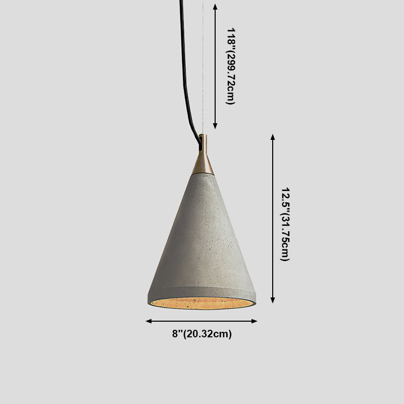 Modern Cone Down Mini Pendant Grey Cement Hanging Ceiling Light with 1 Light