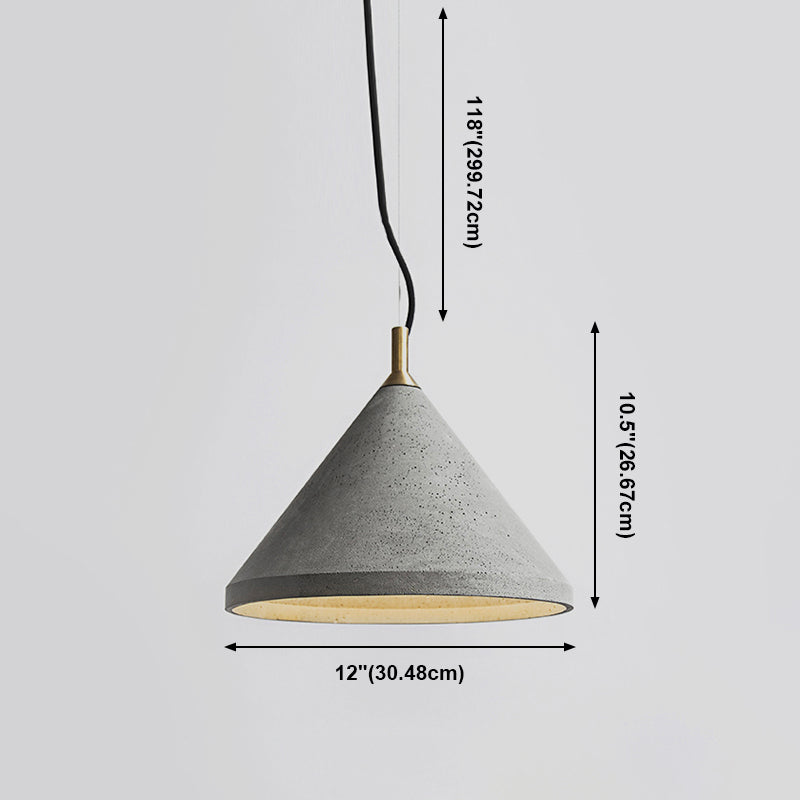 Modern Cone Down Mini Pendant Grey Cement Hanging Ceiling Light with 1 Light