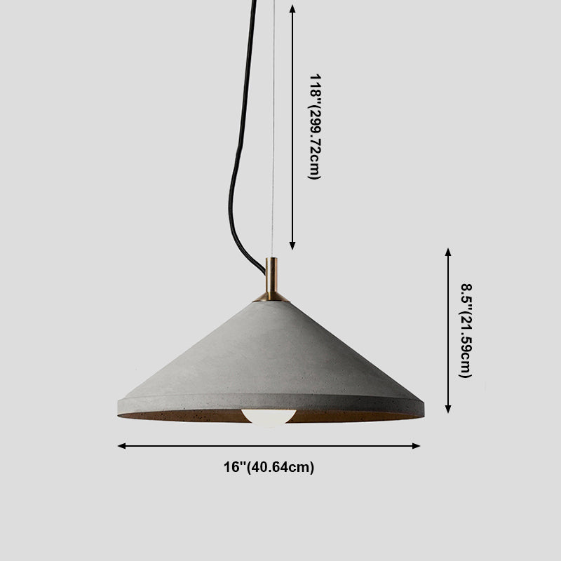 Modern Cone Down Mini Pendant Grey Cement Hanging Ceiling Light with 1 Light