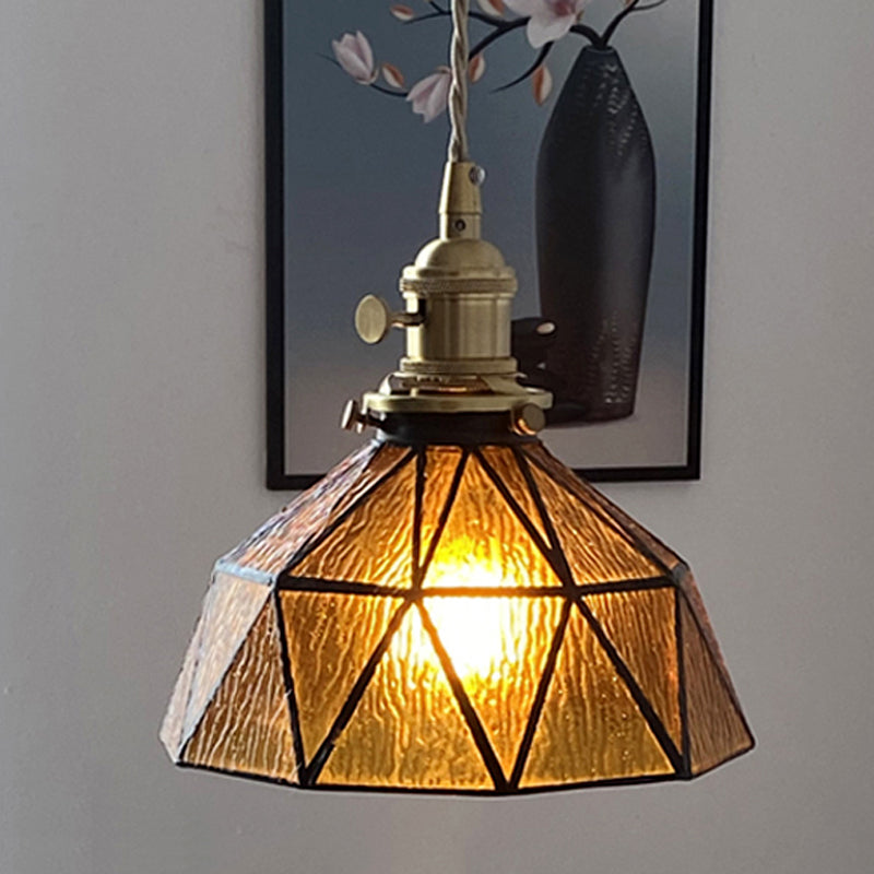 Luce a sospensione di vetro geometrica 1 illuminazione giù per il corridoio