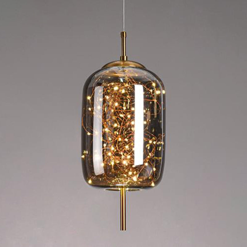 Geometric Shape Glass Hanging Light Modern Style 1 Light Hanging Light Fixtures