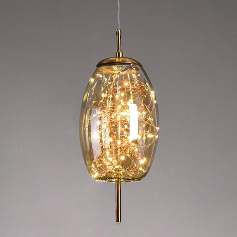 Geometric Shape Glass Hanging Light Modern Style 1 Light Hanging Light Fixtures