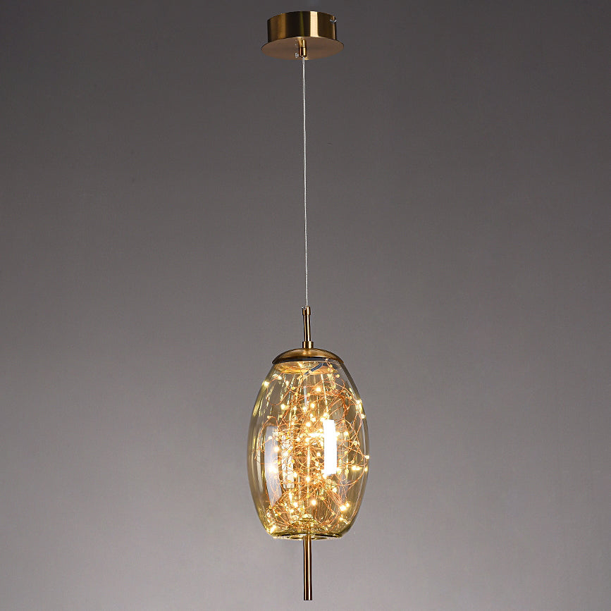 Geometric Shape Glass Hanging Light Modern Style 1 Light Hanging Light Fixtures