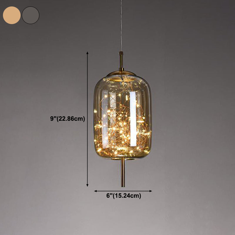 Geometric Shape Glass Hanging Light Modern Style 1 Light Hanging Light Fixtures