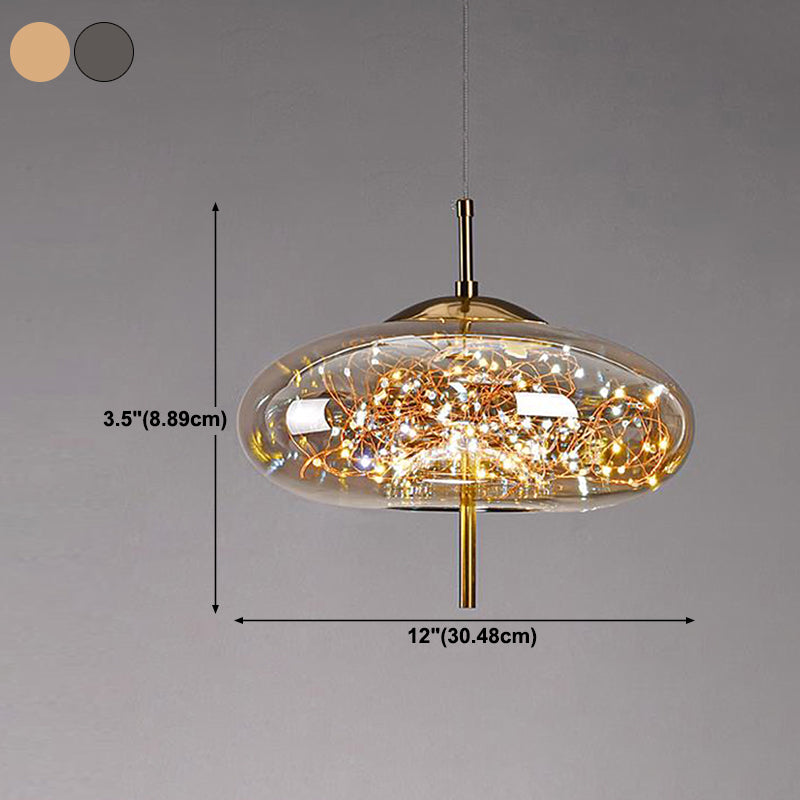 Geometric Shape Glass Hanging Light Modern Style 1 Light Hanging Light Fixtures