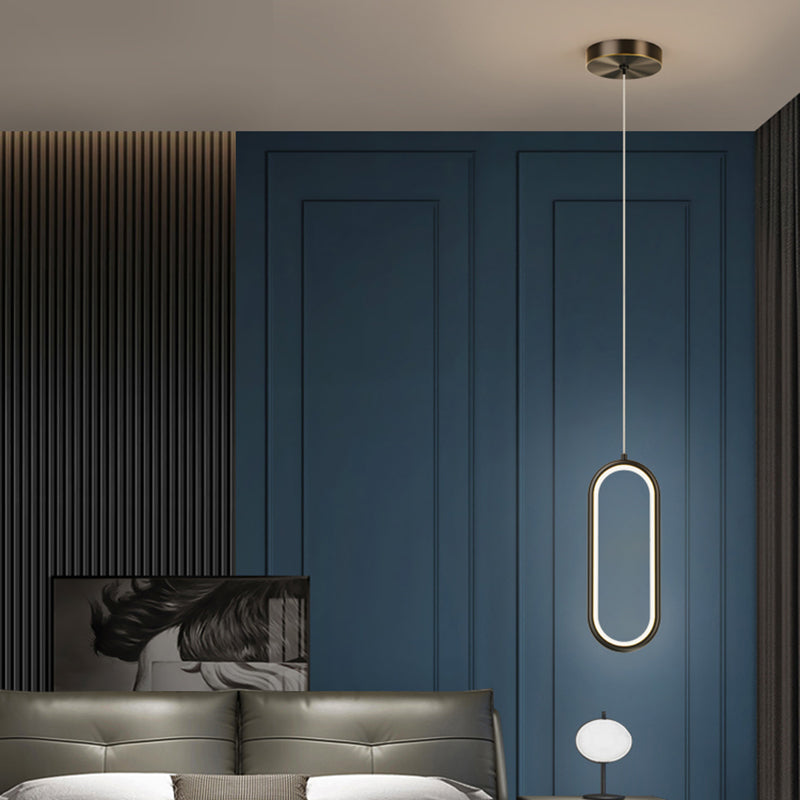Oval Shape Metal Hanging Light Modern Style 1 Light Hanging Light Fixtures