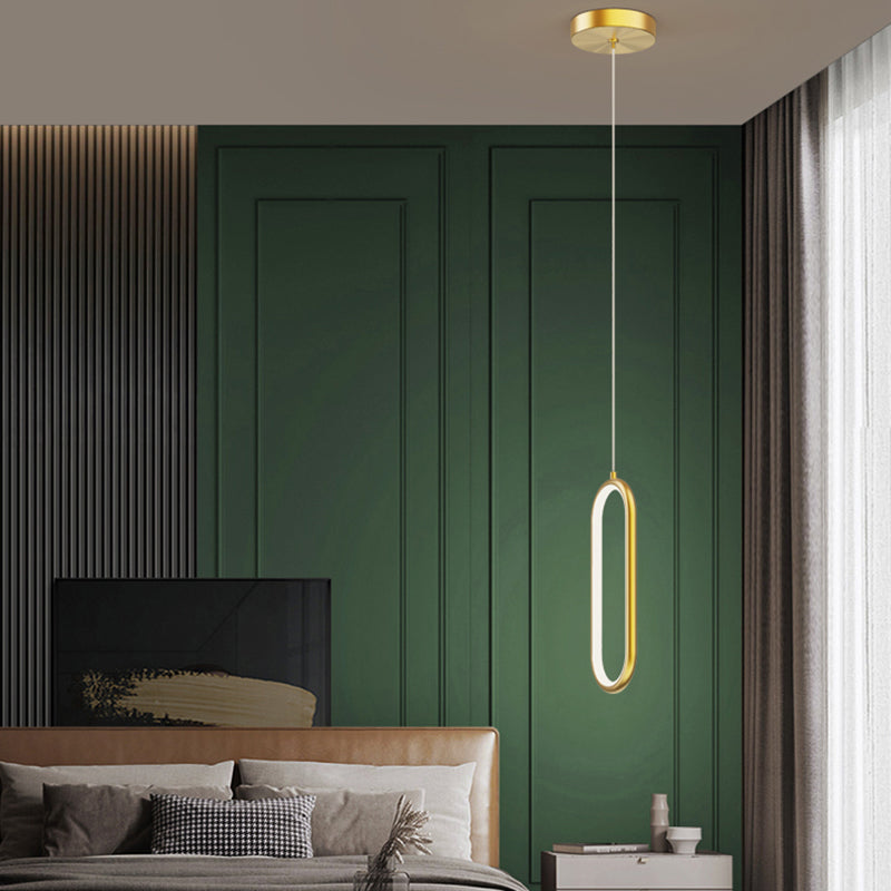 Oval Shape Metal Hanging Light Modern Style 1 Light Hanging Light Fixtures