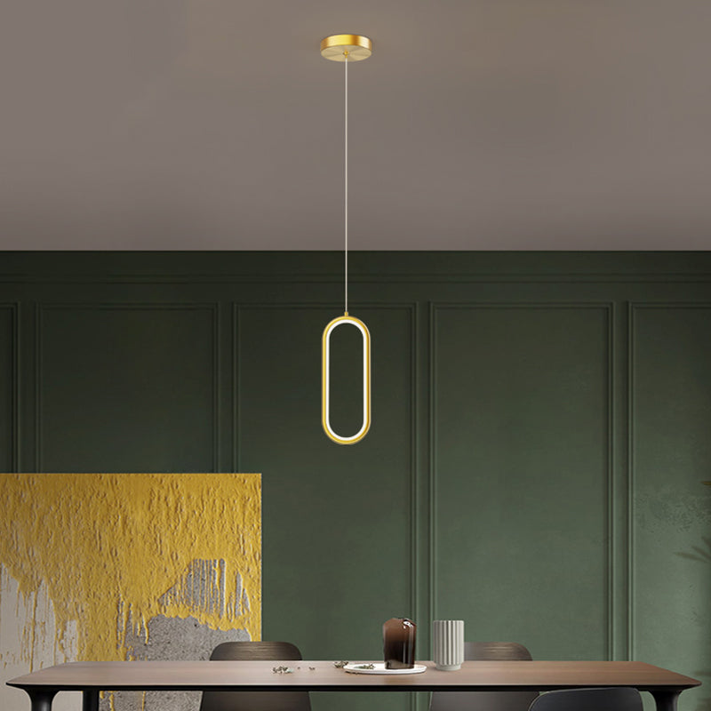 Oval Shape Metal Hanging Light Modern Style 1 Light Hanging Light Fixtures