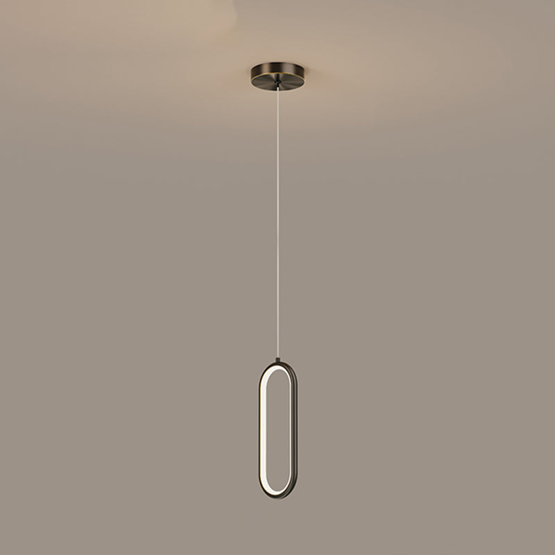 Oval Shape Metal Hanging Light Modern Style 1 Light Hanging Light Fixtures