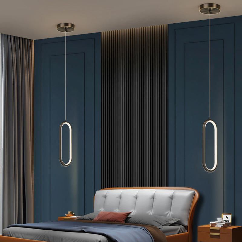 Oval Shape Metal Hanging Light Modern Style 1 Light Hanging Light Fixtures