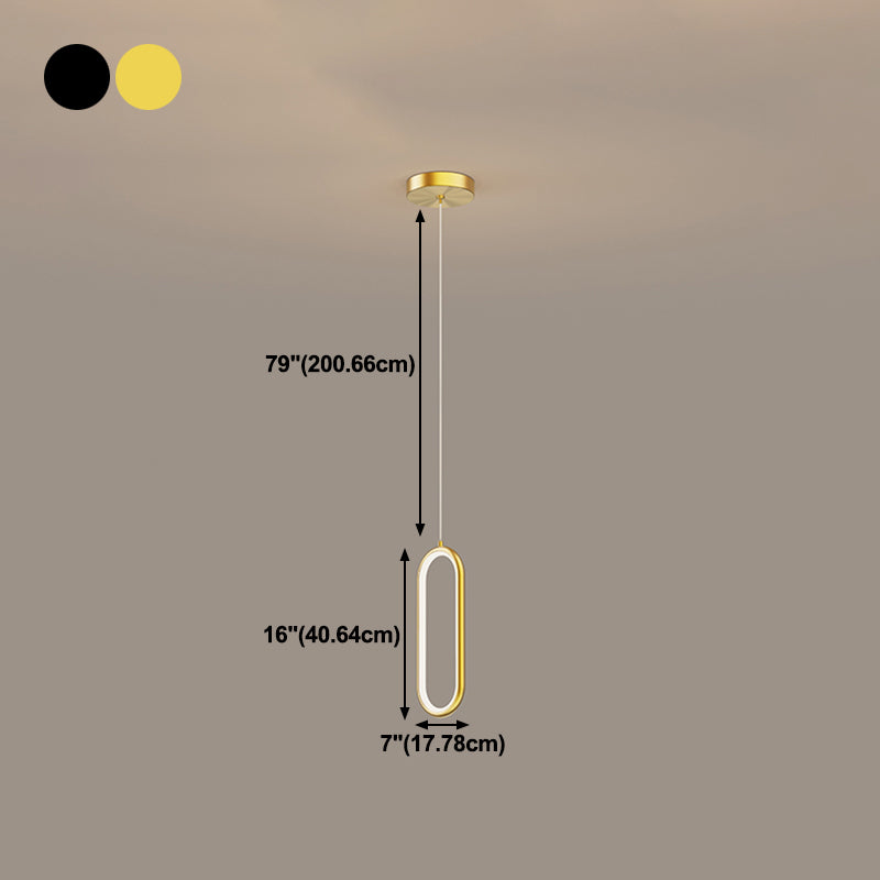 Oval Shape Metal Hanging Light Modern Style 1 Light Hanging Light Fixtures