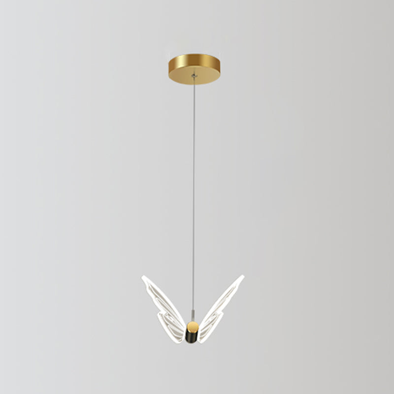 Butterfly Shape Metal Hanging Light Modern Style Multi Lights Cluster Pendant in Gold